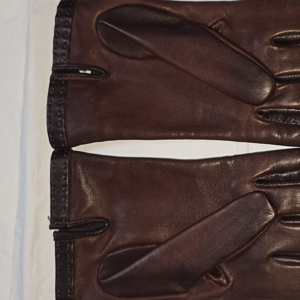 Prada Fig Nappa Gloves Size: 7 Color: Cacao Vintage & Authentic - Picture 7 of 16